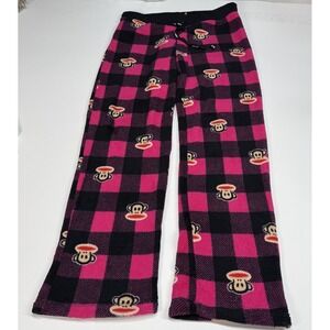 Paul Frank for Target Pink Julius Monkey Checkered Graphic Fleece Pajama Pants M